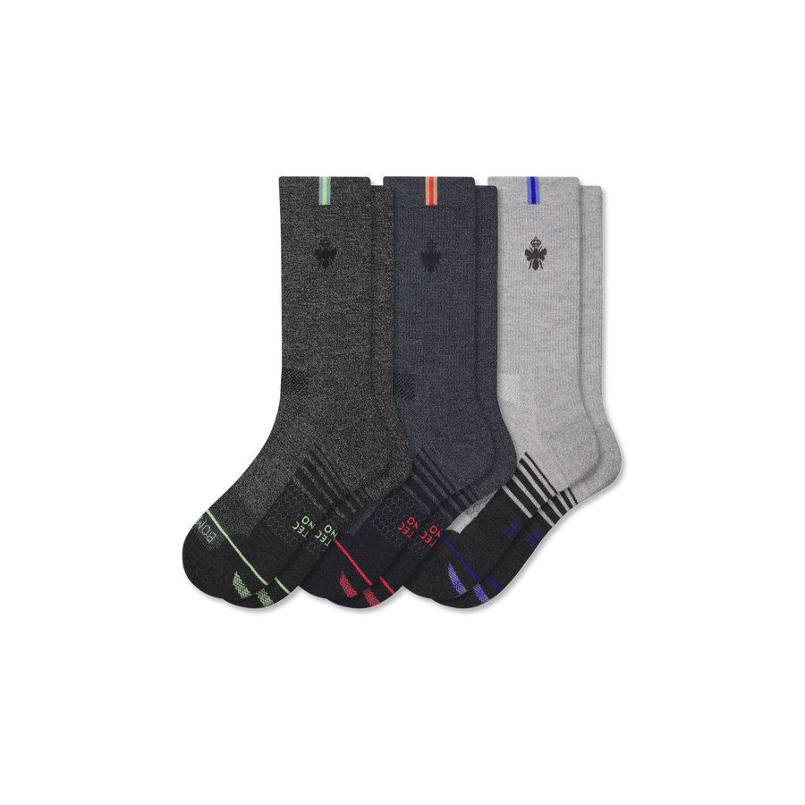 Men's Merino Wool Blend Run Calf Sock 3-Pack - Ready Pick