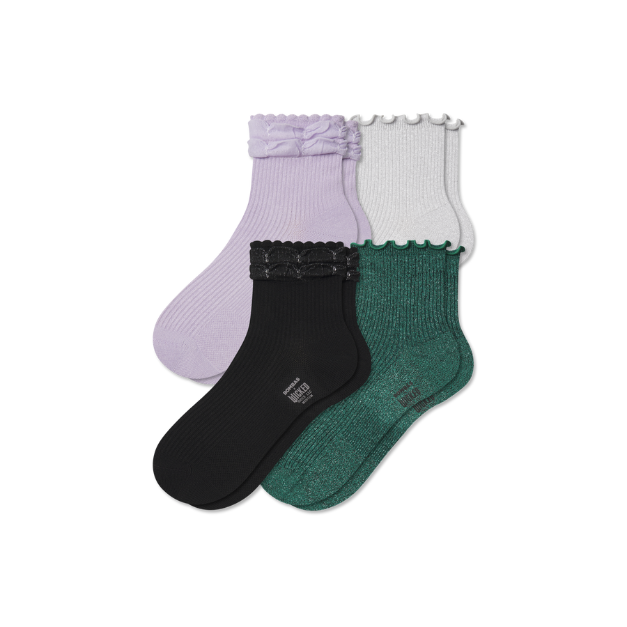 Wicked x Bombas Ruffle Quarter Sock 4-Pack - Daily Cushion