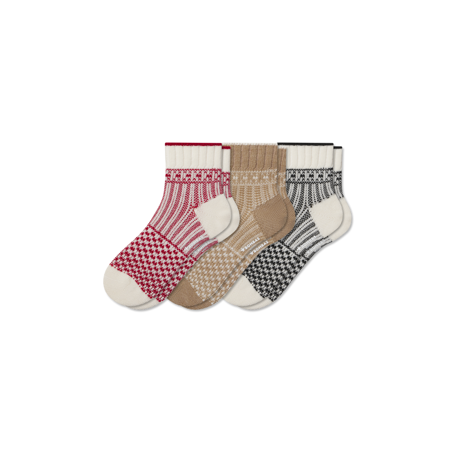 Women's Merino Wool Blend Sweater Quarter Sock 3-Pack - All Day Fit
