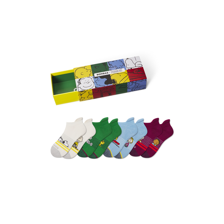 Peanuts x Bombas: Youth Ankle Sock 4-Pack Gift Box - Simple Style