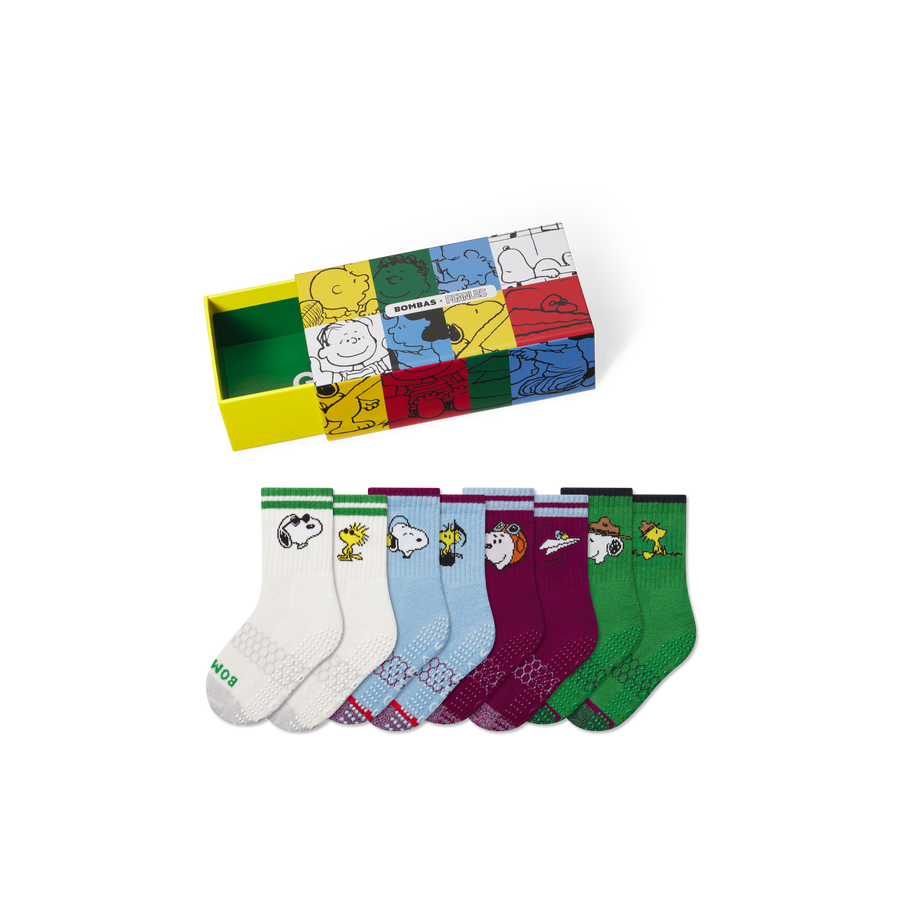 Peanuts x Bombas: Junior Gripper Calf Sock 4-Pack Gift Box - Simple Style