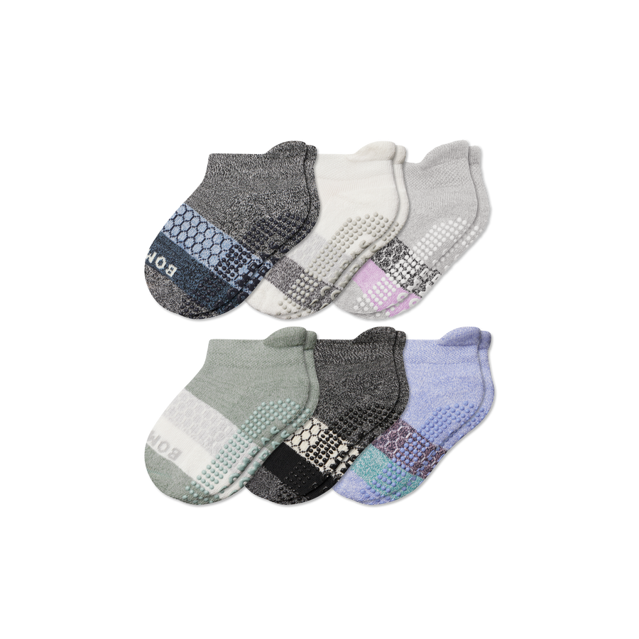 Toddler Tri-Block Gripper Ankle Sock 6-Pack - Easy Pair