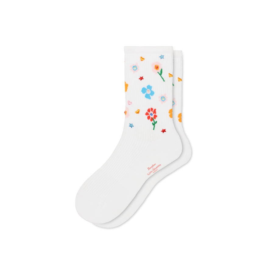 Bombas x Susan Alexandra Floral Embroidered Half Calf Socks - Easy Pair