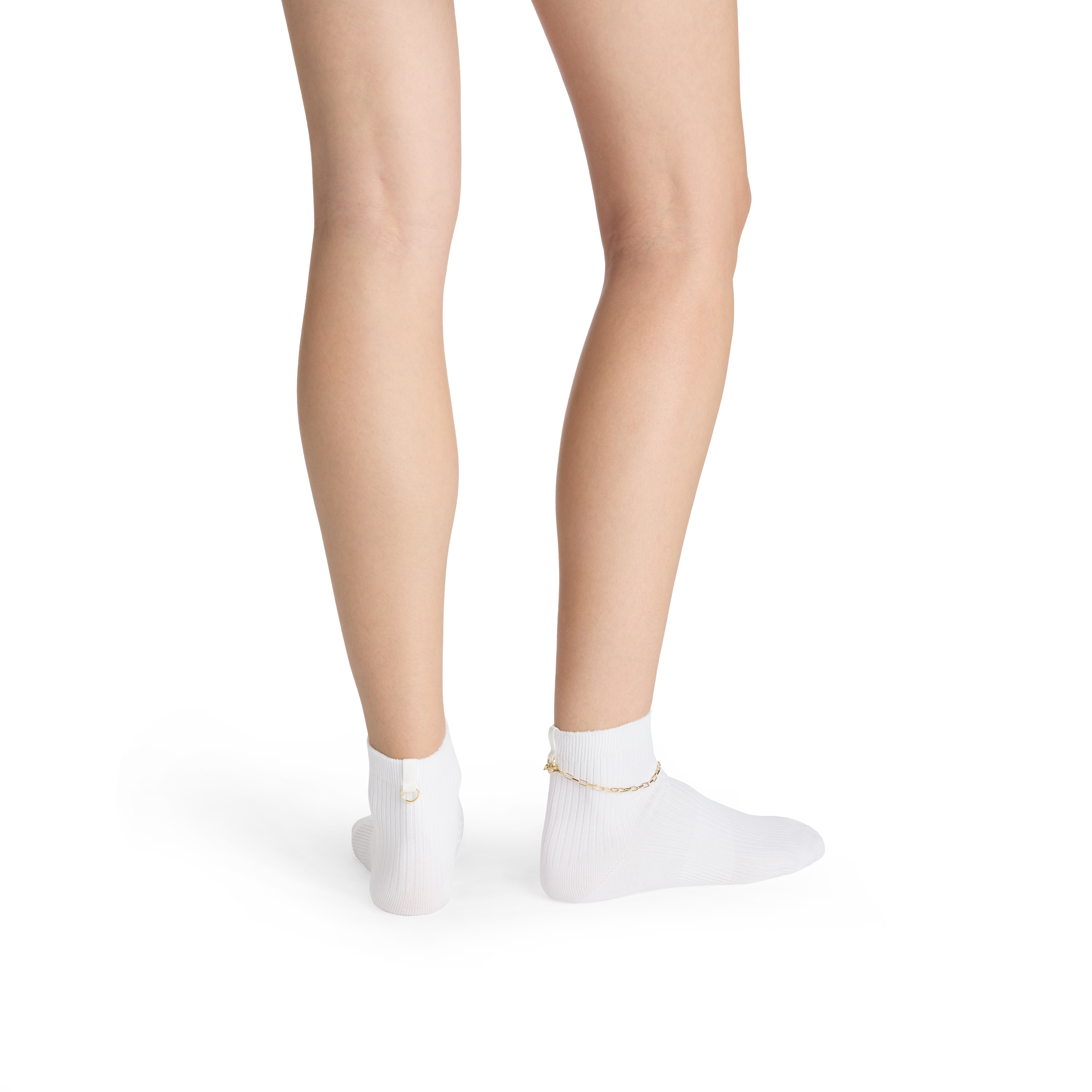 Lightweight Ribbed Quarter Socks - White WO3B [10348]