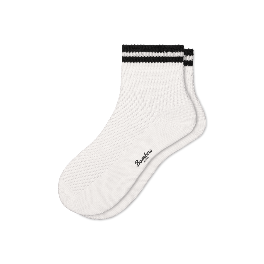 Women's Vintage Stripes Open Knit Quarter Socks - Soft Step