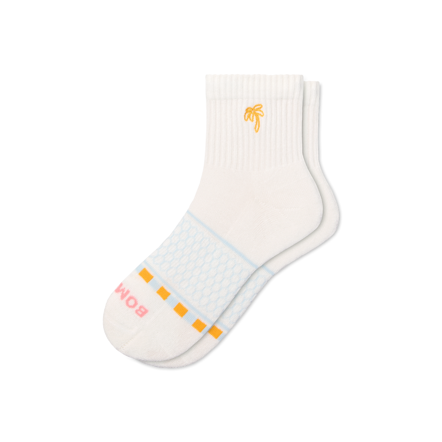 Women's Beach Day Embroidered Quarter Socks - Fresh Choice