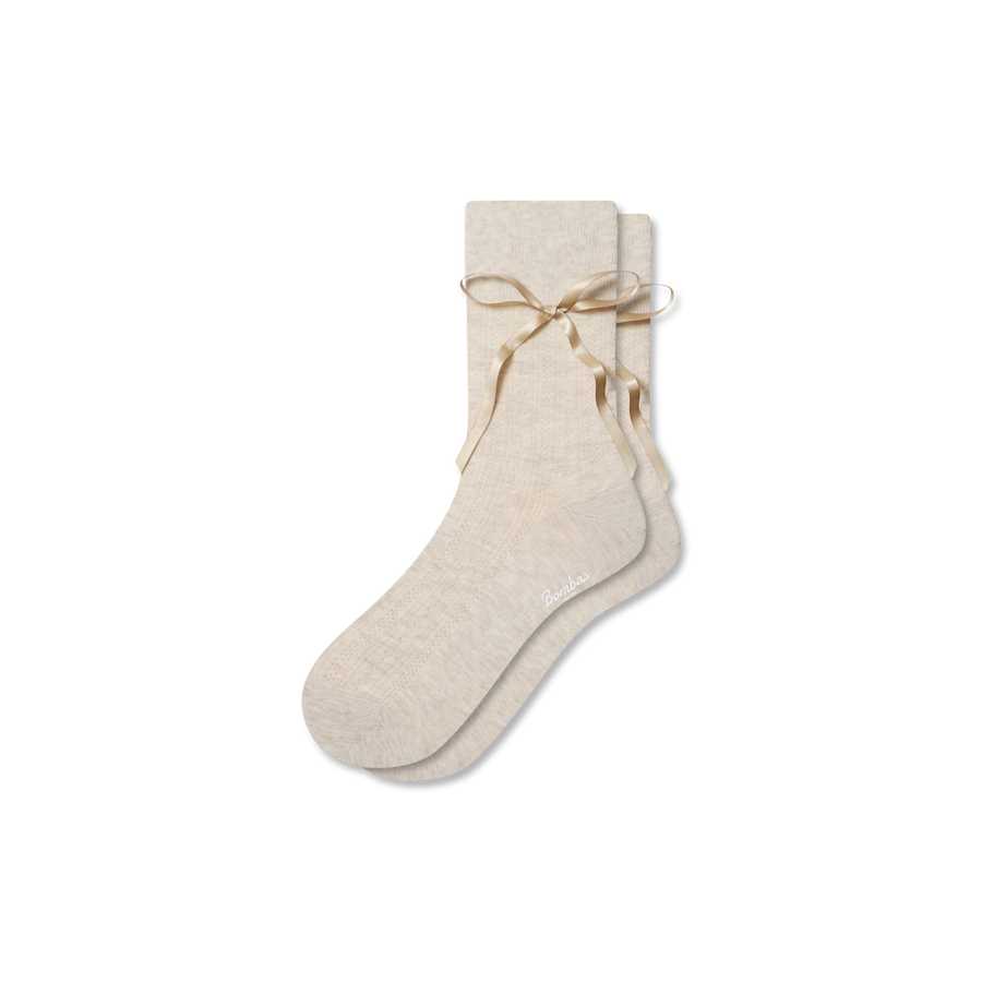 Women’s Pointelle Bow Half Calf Socks - Simple Style
