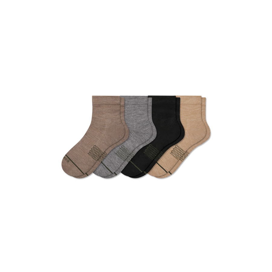 Women's Merino Wool Blend Modern Rib Quarter Sock 4-Pack - Premium Pick