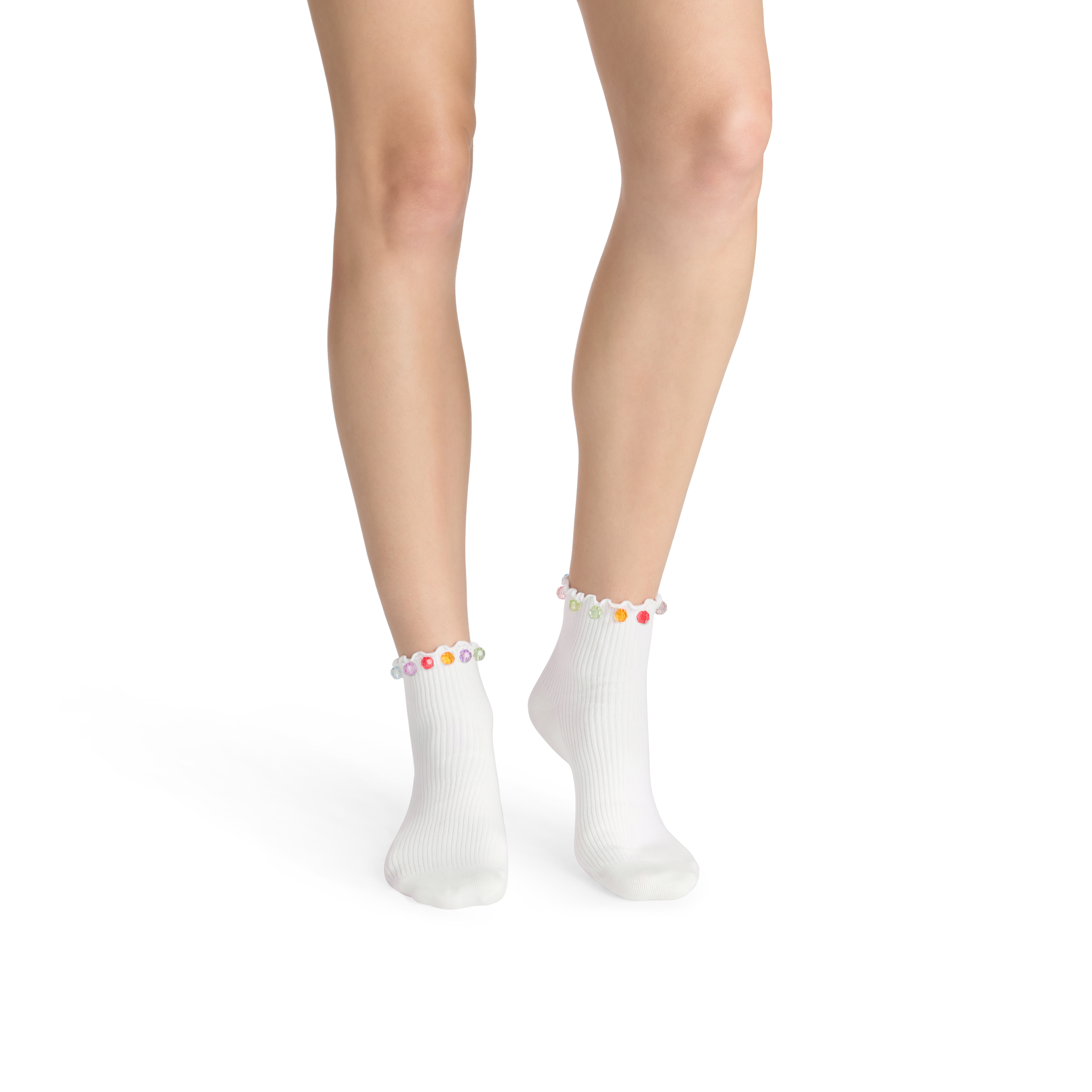 Lightweight Ribbed Quarter Socks - white WO1 [10657]