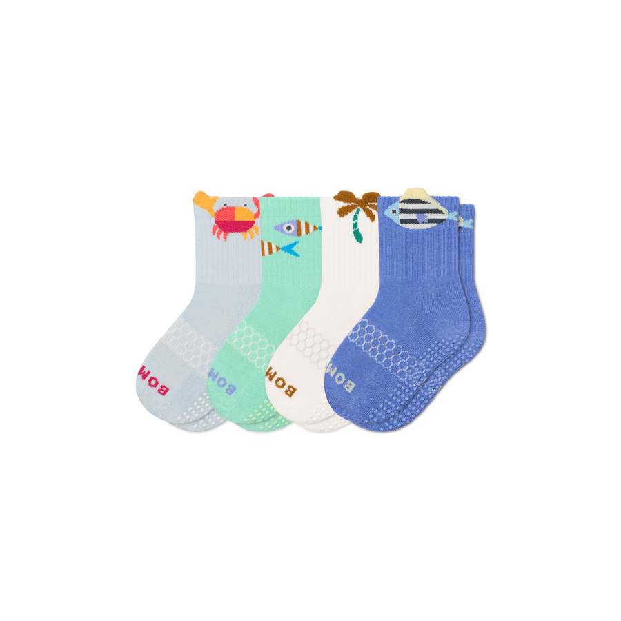 Junior Seaside Gripper Calf Sock 4-Pack - Essential Ready
