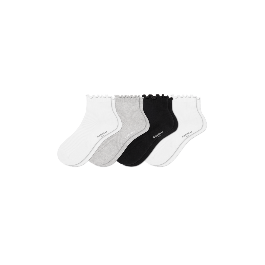 Youth Ruffle Rib Quarter Sock 4-Pack - Ready Pick