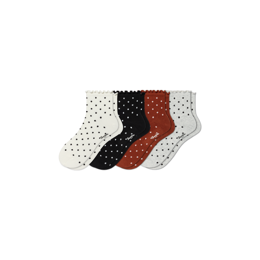 Women's Ruffle Rib Quarter Sock 4-Pack - Light Cushion
