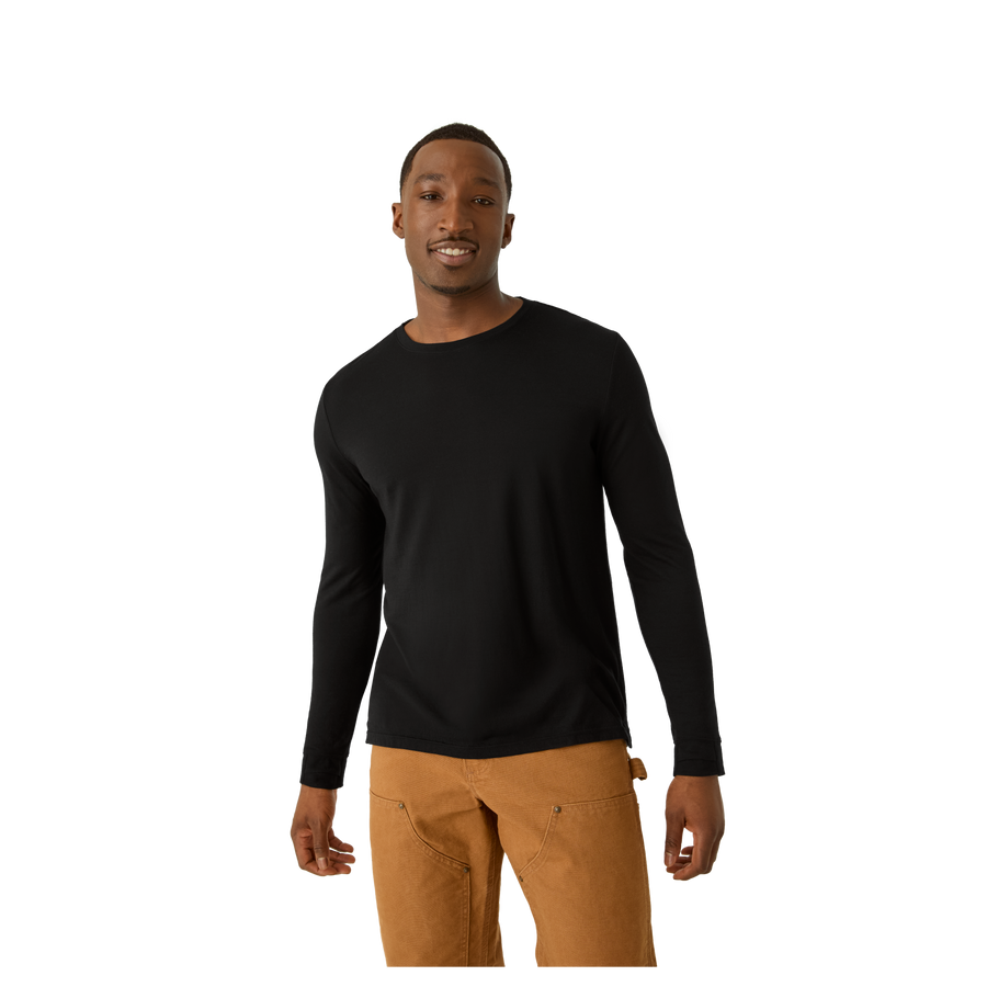 Men's Merino Wool Blend Crew Neck Long Sleeve T-Shirt - Daily Comfort