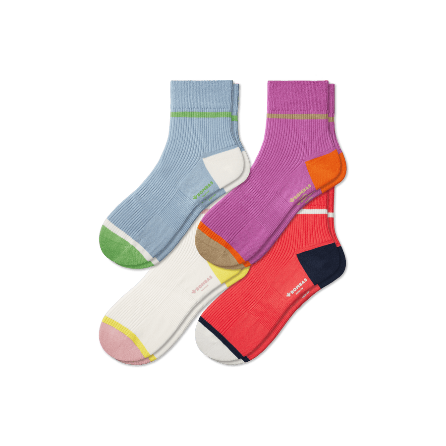 Women's Ribbed Quarter Sock 4-Pack - Modern Touch