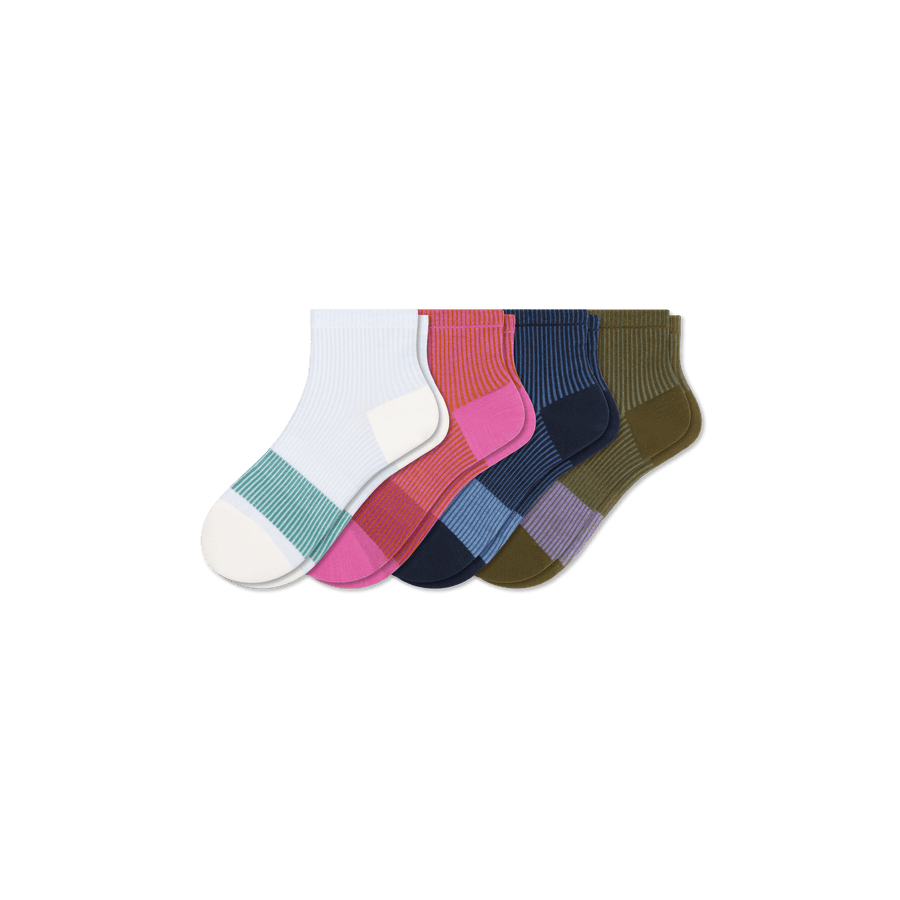 Youth Stripe Quarter Sock 4-Pack - Essential Ready