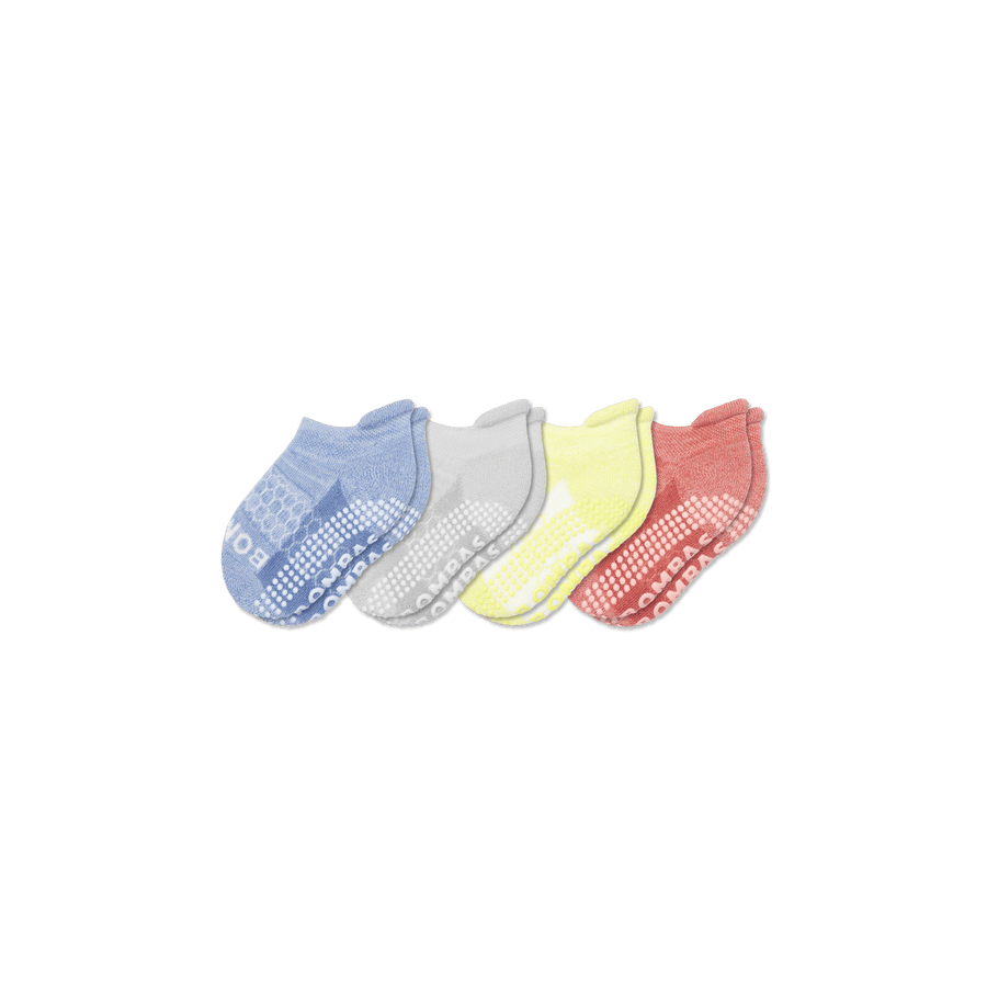 Toddler Two Tone Gripper Ankle Sock 4-Pack - Easy Pair