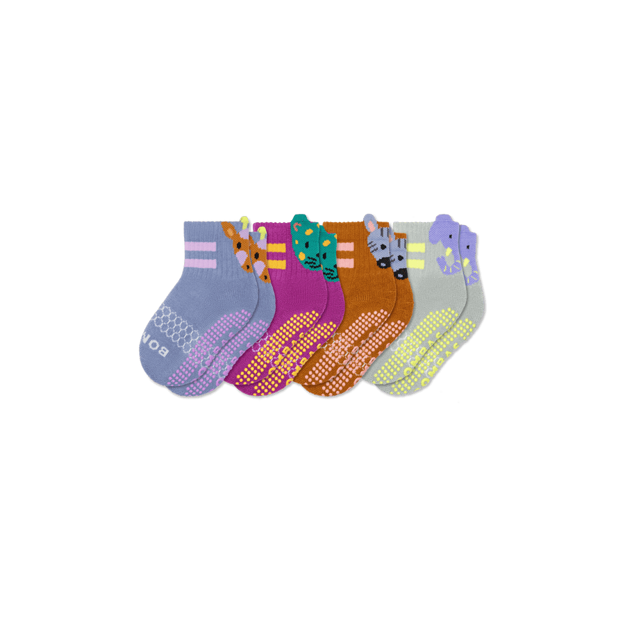 Toddler Safari Stripe Gripper Calf Sock 4-Pack - Light Cushion
