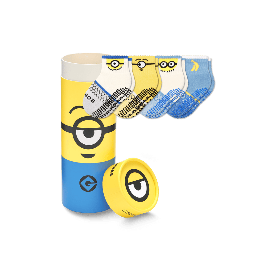 Toddler Minions Gripper Calf Sock 4-Pack Gift Box - Fresh Step