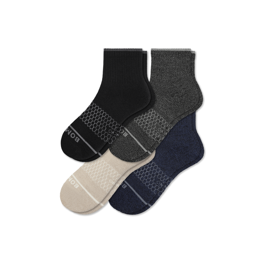 Men's Merino Wool Blend Quarter Sock 4-Pack - Classic Ready
