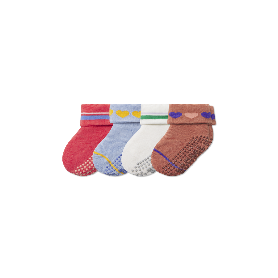 Baby Hearts Gripper Sock 4-Pack (6-12 Months) - Ready Pick