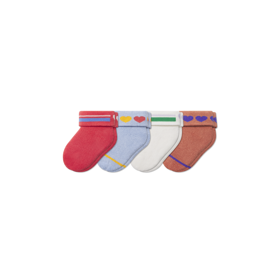 Baby Hearts Sock 4-Pack (0-6 Months) - Fresh Step