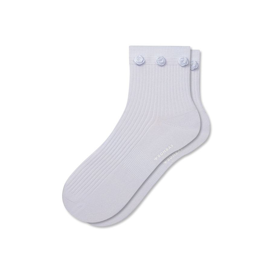 Women's Rosette True Rib Quarter Socks - All Day Fit