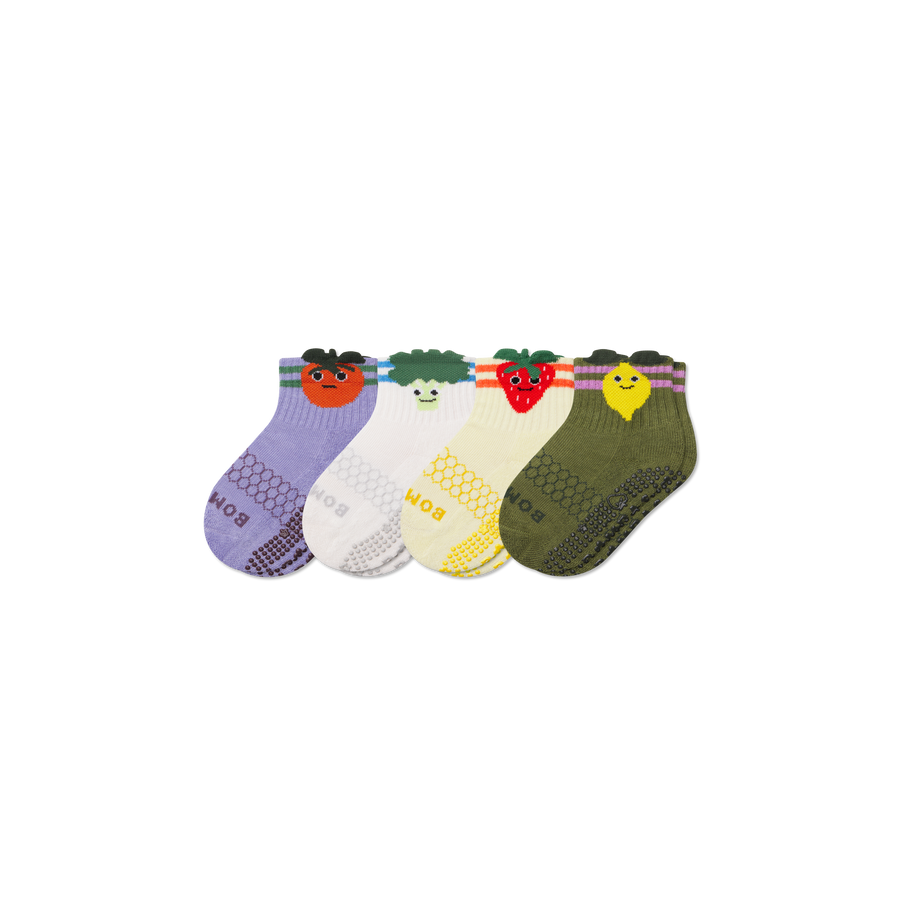 Toddler Fruits & Veggies Calf Sock 4-Pack - Easy Pair