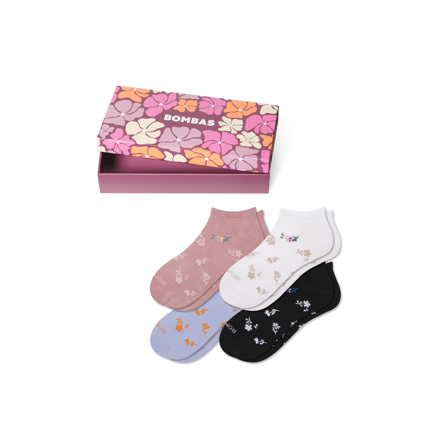 Women's Floral Ankle Sock 4-Pack Gift Box - Essential Ready
