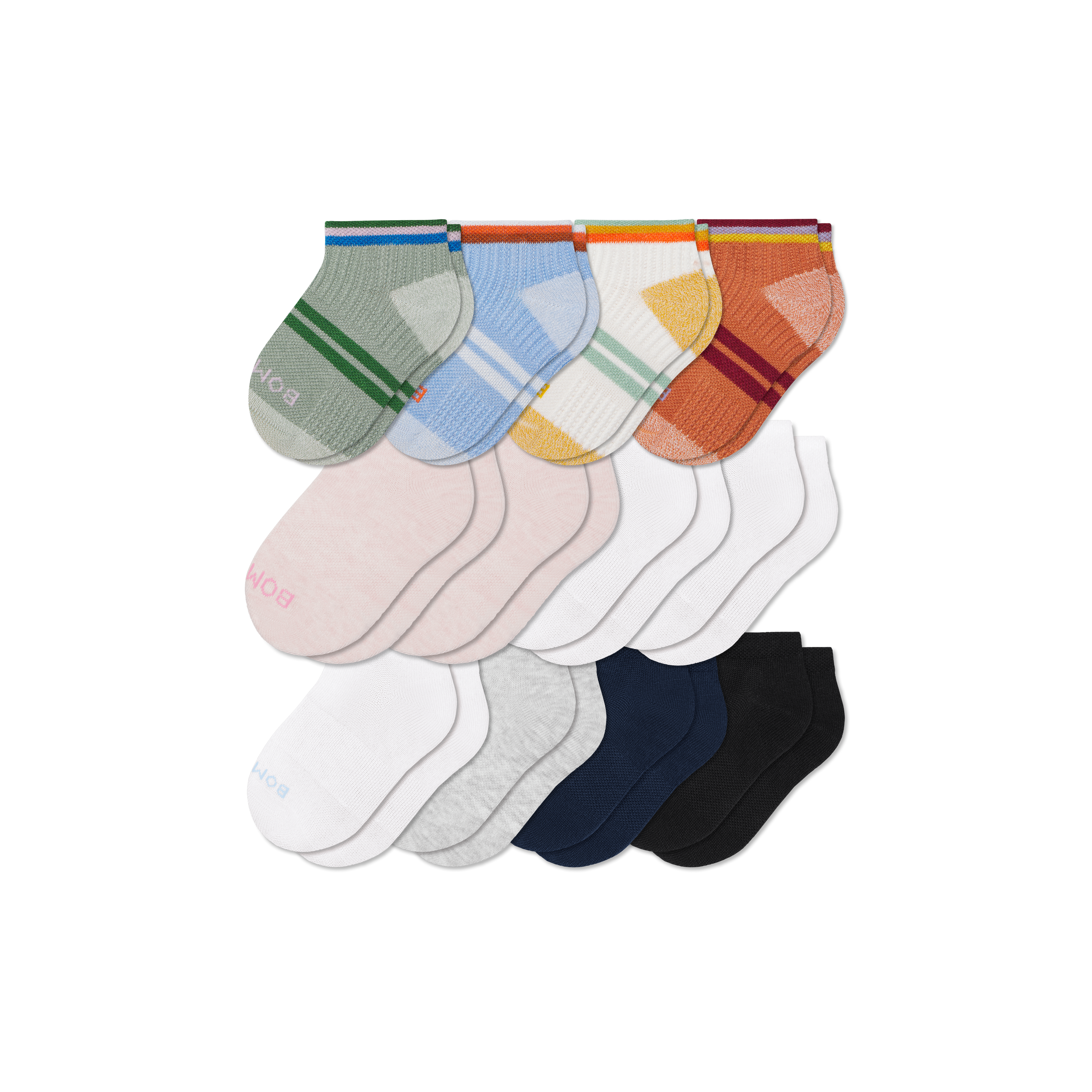 Junior Lightweight Ankle Sock 12-Pack - adobe pink mix L