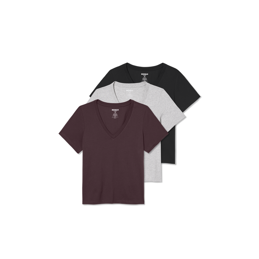 Women's Pima Cotton V-Neck T-Shirt 3-Pack - Everyday Layer