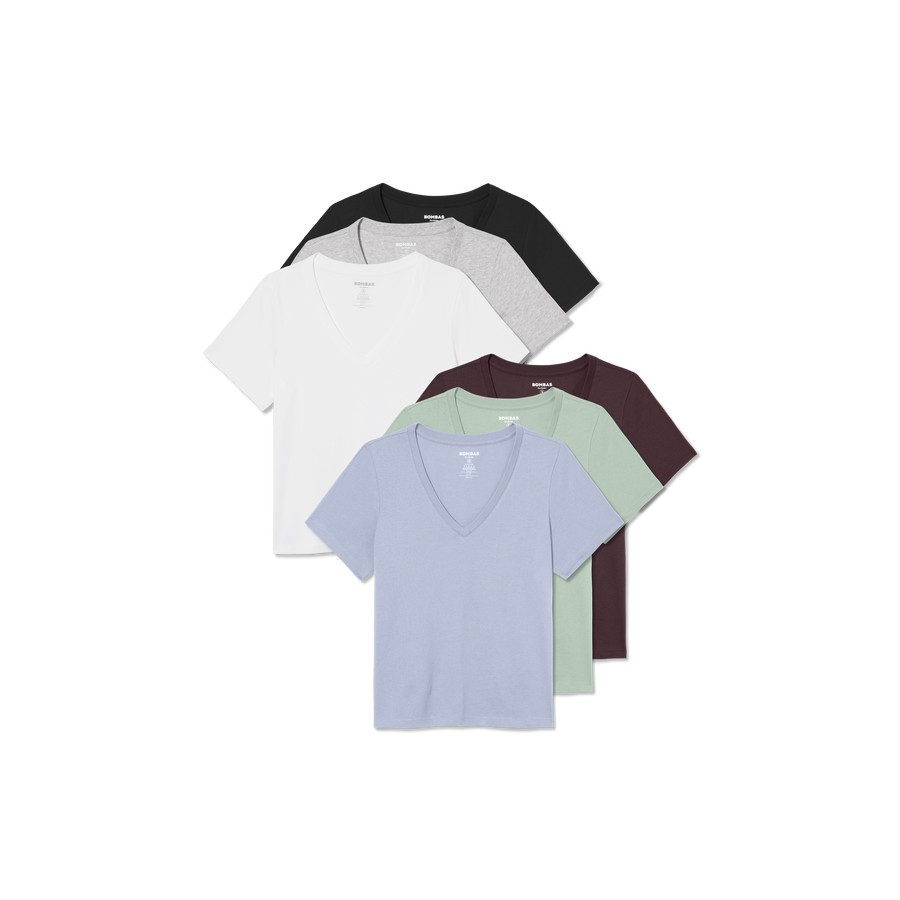 Women's Pima Cotton V-Neck T-Shirt 6-Pack - Simple Support