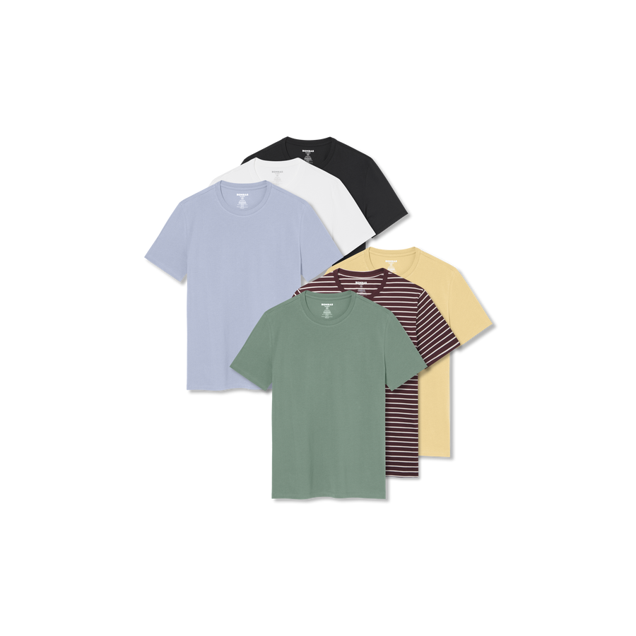 Men's Pima Cotton Crew Neck T-Shirt 6-Pack - Soft Support