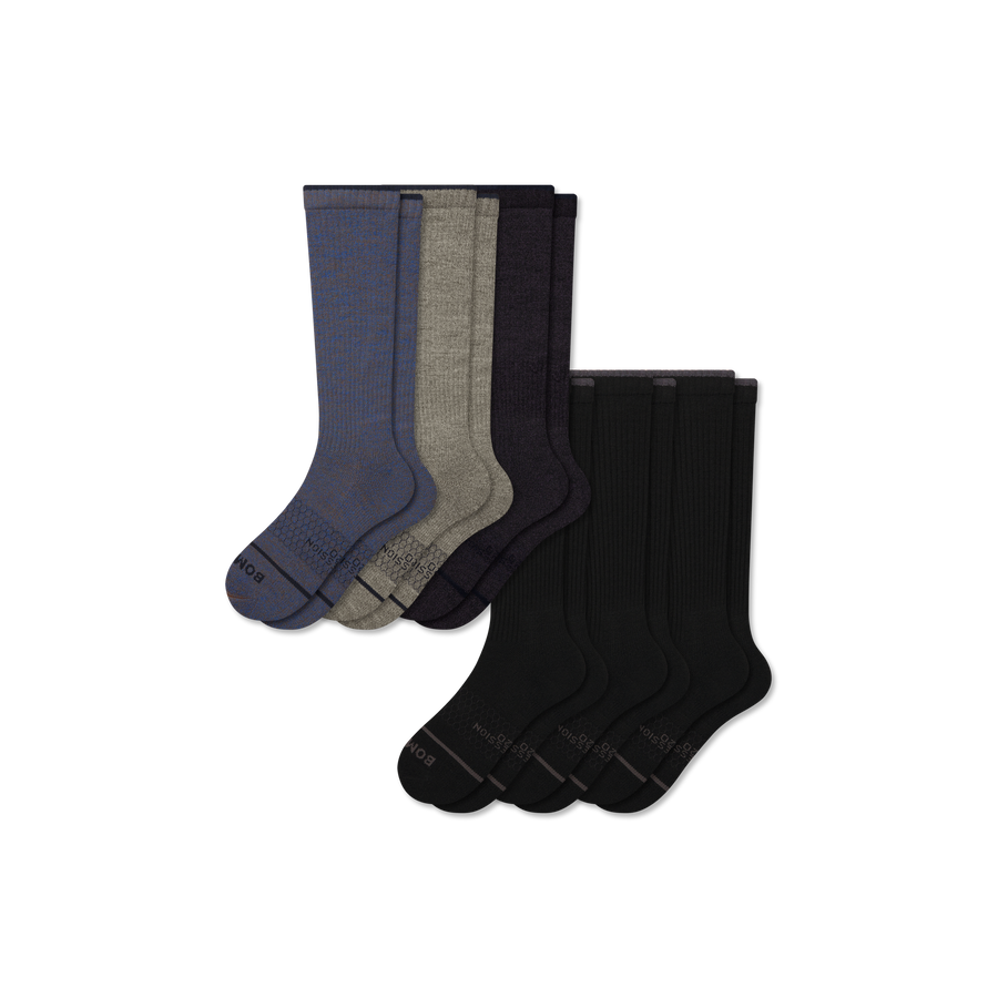 Men's Merino Wool Blend Knee High Sock 6-Pack (15-20mmHg) - Easy Pair