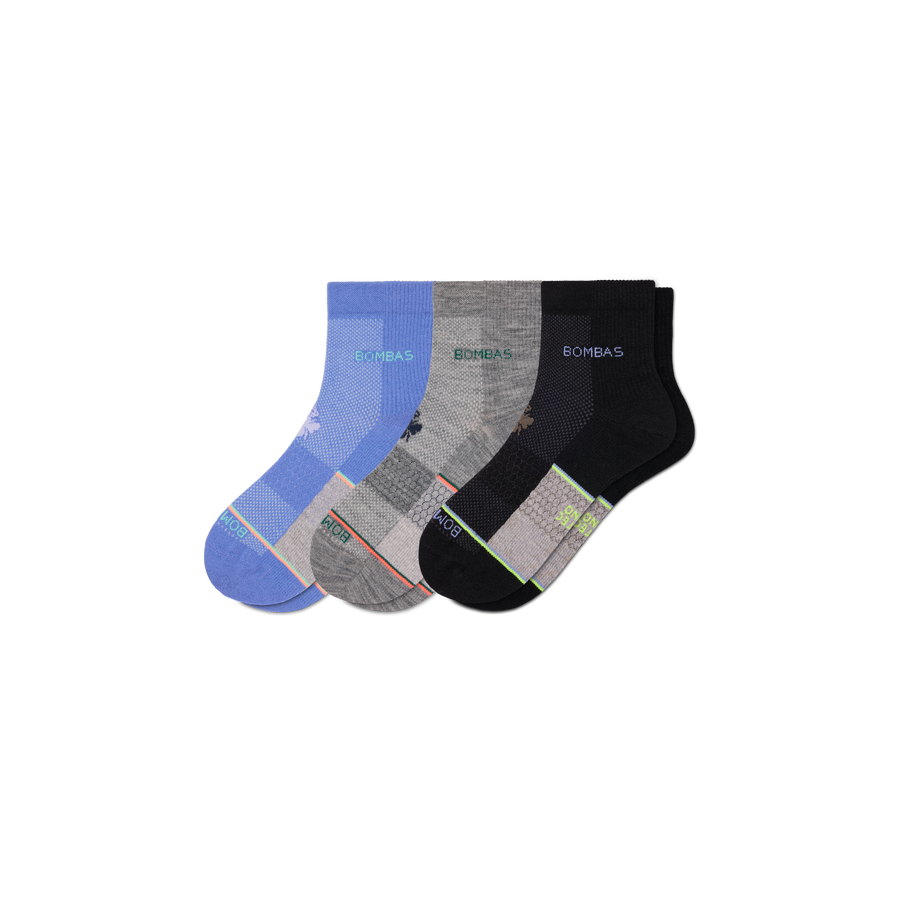 Men's Sport Merino Wool Blend Quarter Sock 3-Pack - Clean Finish