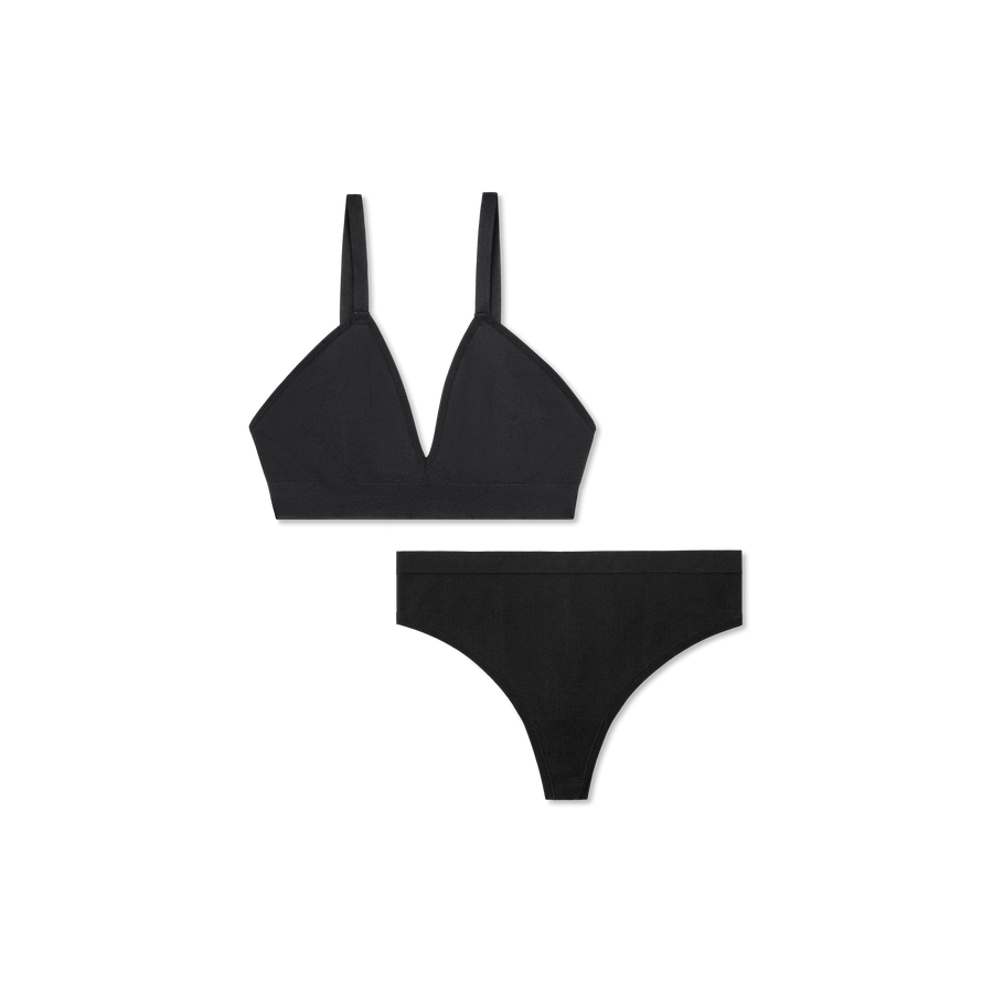 Women's Seamless Triangle Bralette + Thong Pack - Smooth Fit