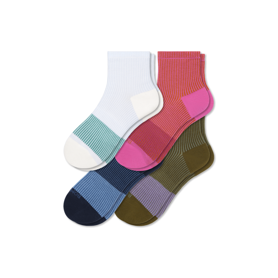 Women’s Stripe Quarter Sock 4-Pack - Soft Step