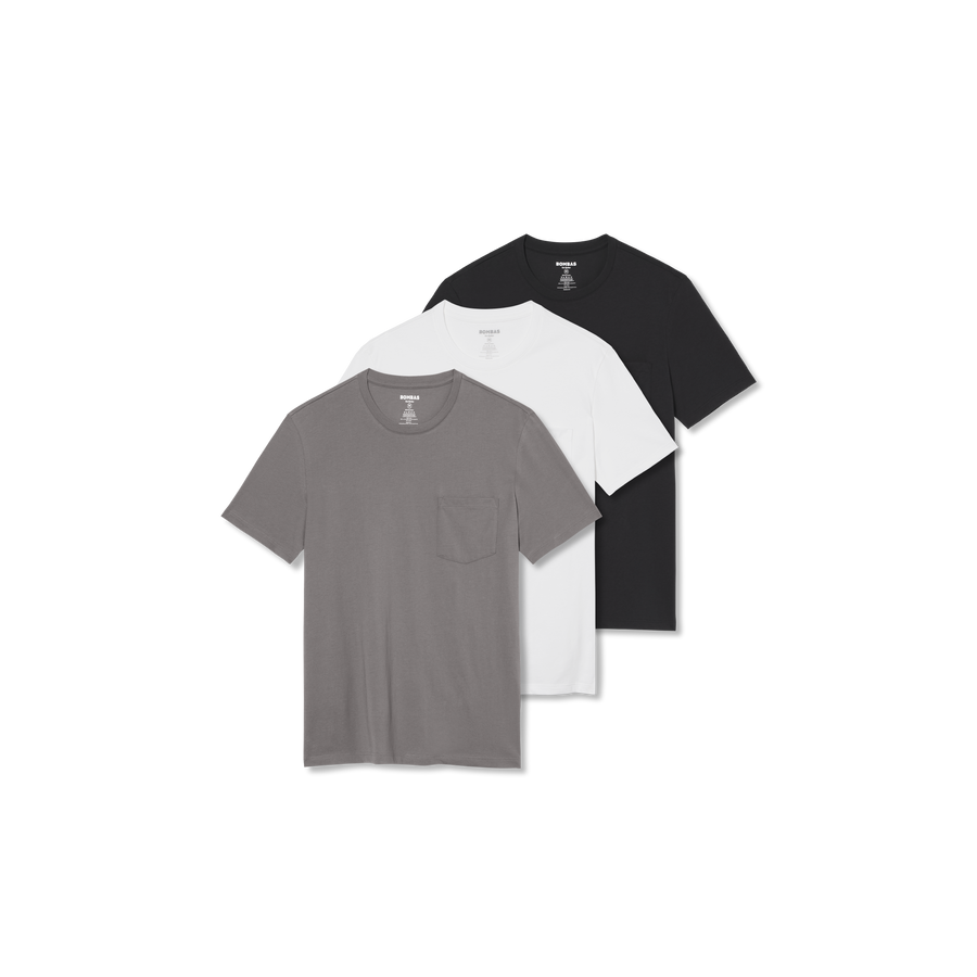Men's Pima Cotton Pocket Crew Neck T-Shirt 3-Pack - Ready Pick