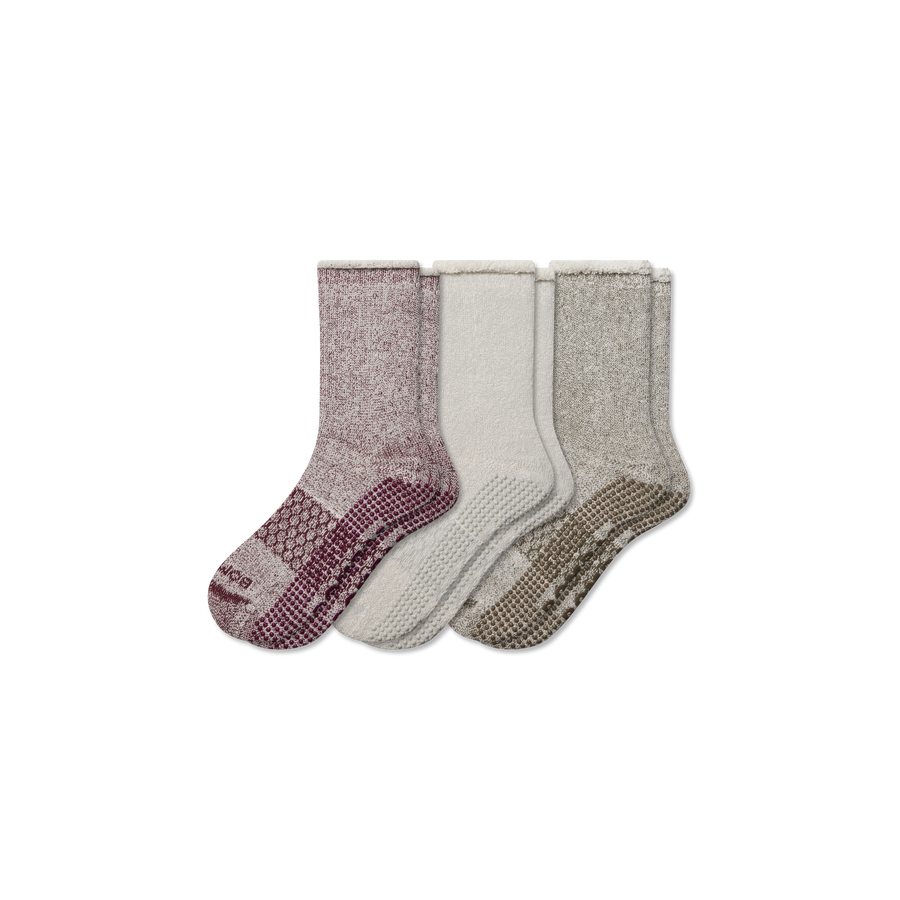 Women’s Roll-Top Merino Blend Gripper House Sock 3-Pack - Classic Ready