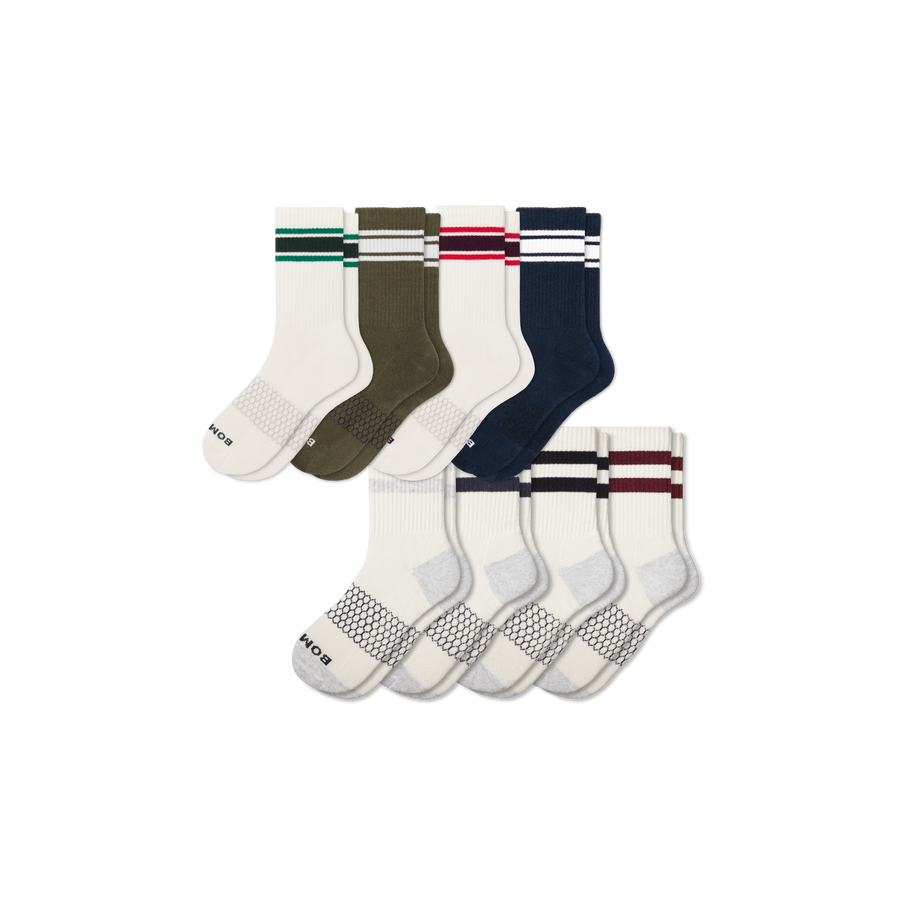 Men's Vintage Stripes Half Calf Sock 8-Pack - Soft Step