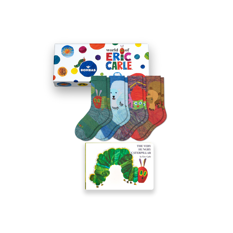 Youth Eric Carle Calf Sock 4-Pack Gift Box & Book - Soft Step