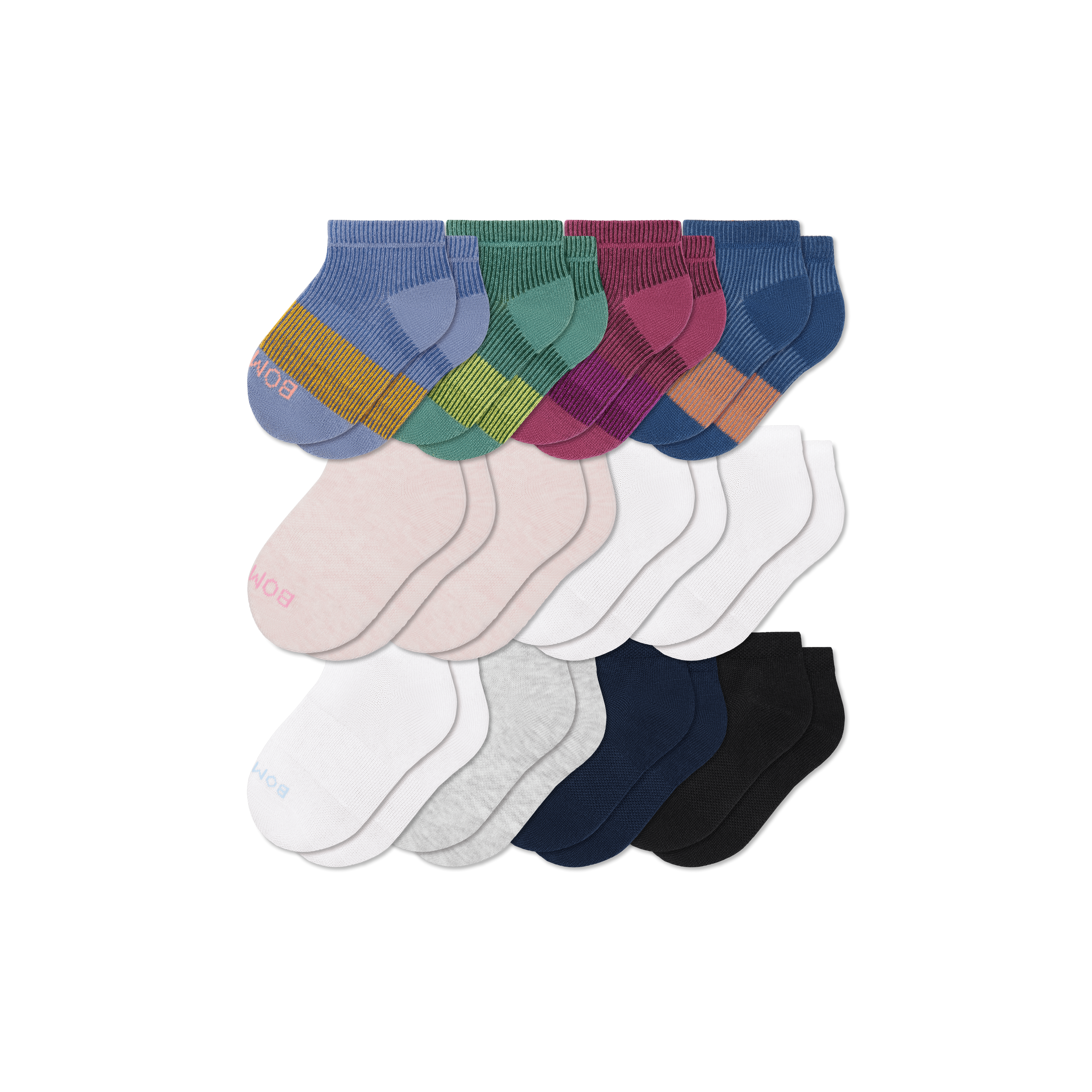 Junior Lightweight Ankle Sock 12-Pack - Fjord Navy Pink Mix