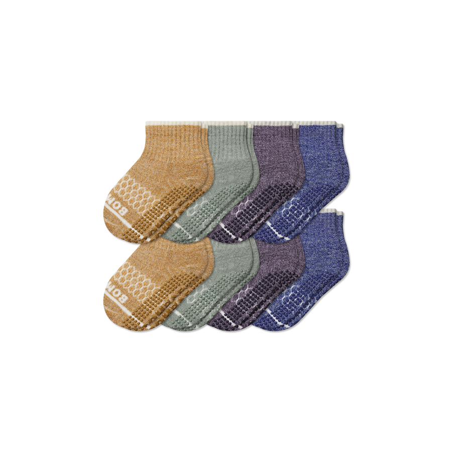 Toddler Merino Wool Blend Gripper Calf Sock 8-Pack - Travel Pair