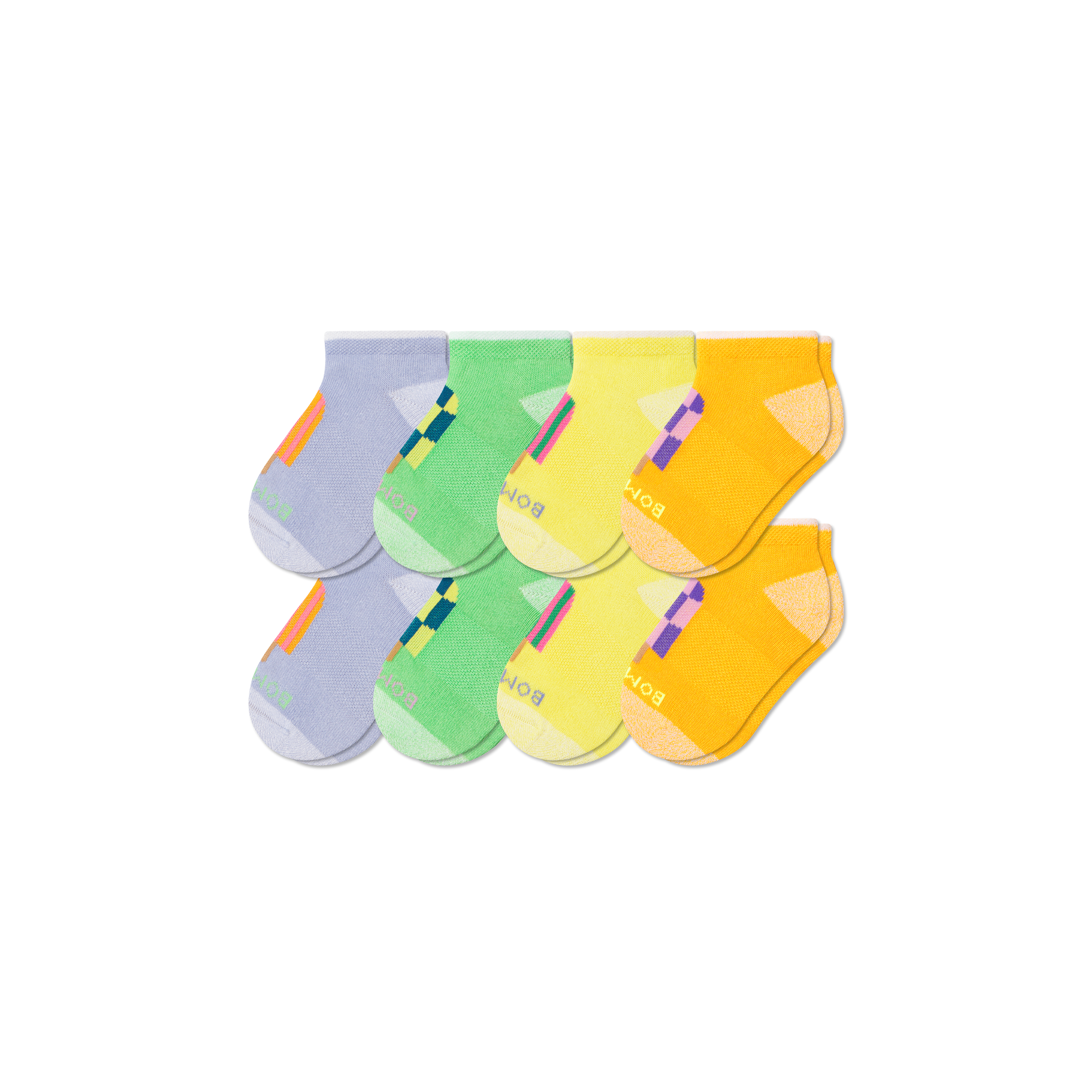 Junior Lightweight Ankle Sock 8-Pack - Glow Pop Mix L