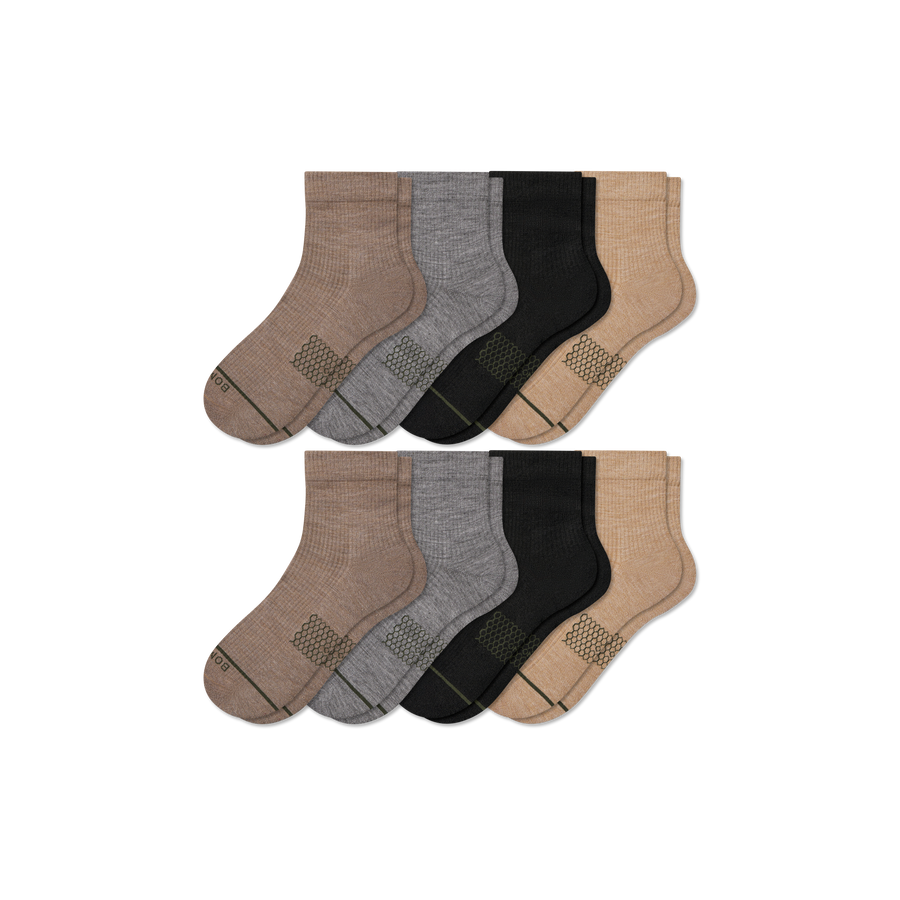 Women's Merino Wool Blend Modern Rib Quarter Sock 8-Pack - Light Cushion