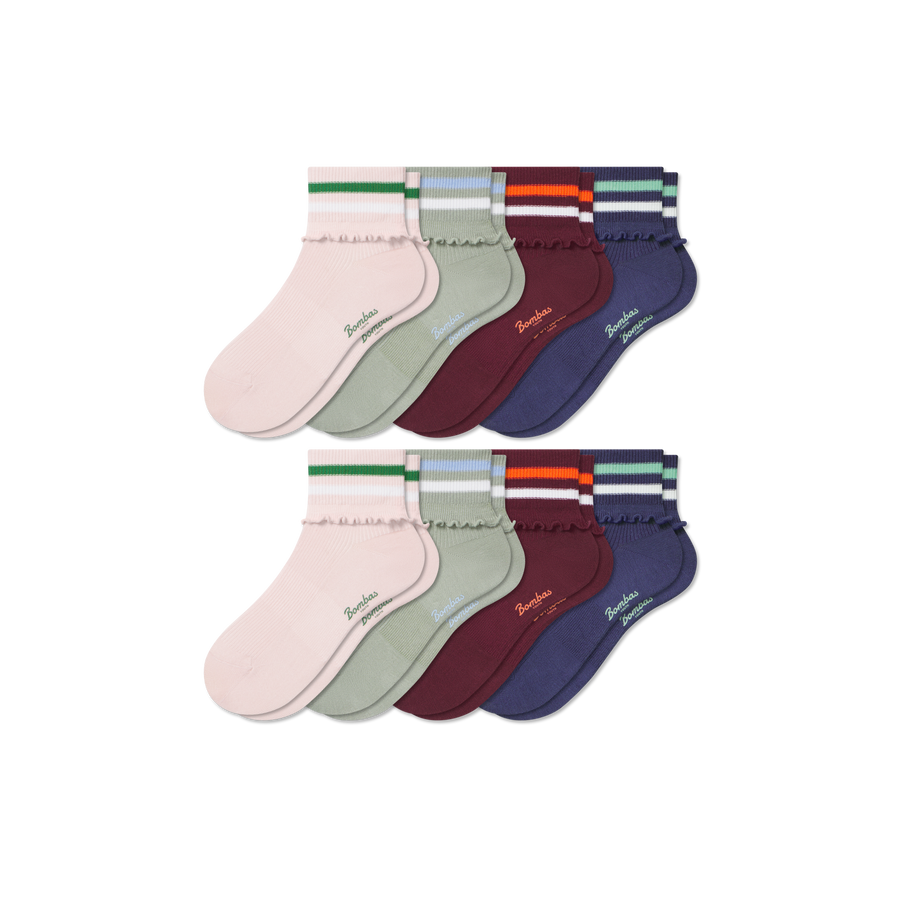Youth Ruffle Quarter Sock 8-Pack - Fresh Choice