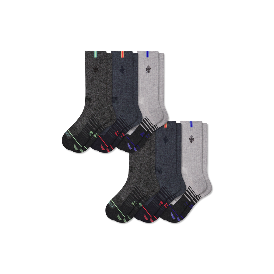 Men's Merino Wool Blend Run Calf Sock 6-Pack - Clean Finish