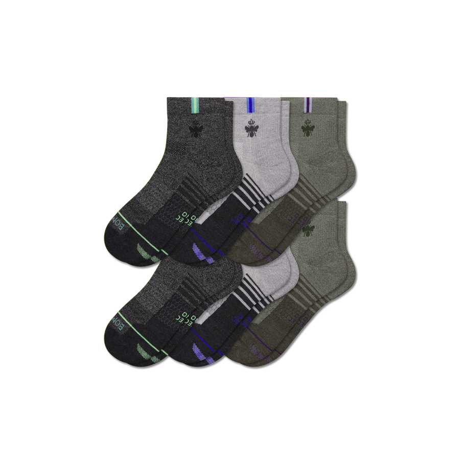Men's Merino Wool Blend Run Quarter Sock 6-Pack - Light Cushion
