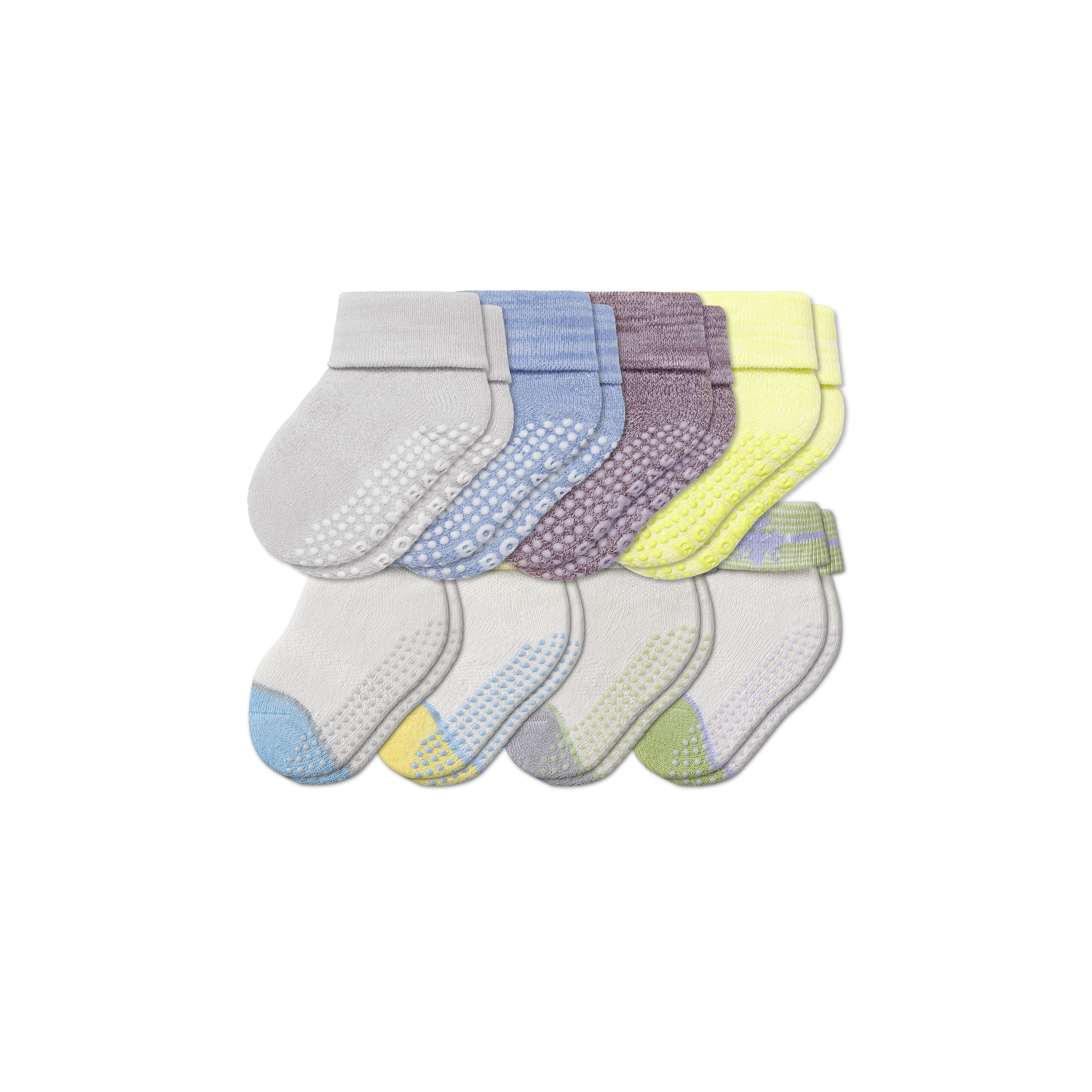 Baby Gripper Socks 8-Pack (6-12 Months) - Mineral Purple Solids Mix L