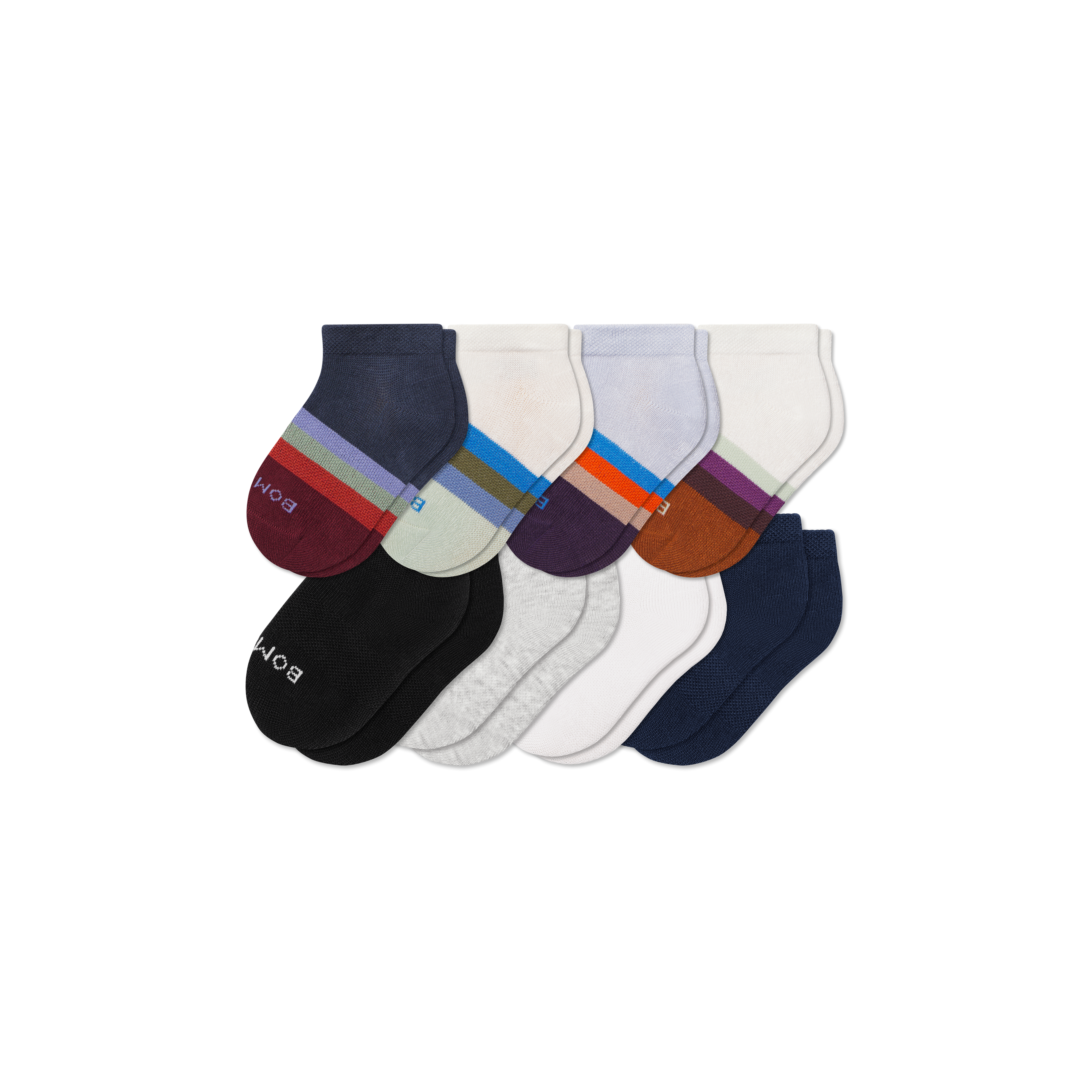 Junior Lightweight Ankle Sock 8-Pack - Mint Neutrals Mix L