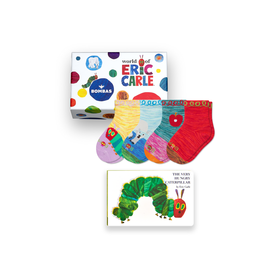 Toddler Eric Carle Calf Sock 4-Pack Gift Box & Book - Clean Finish